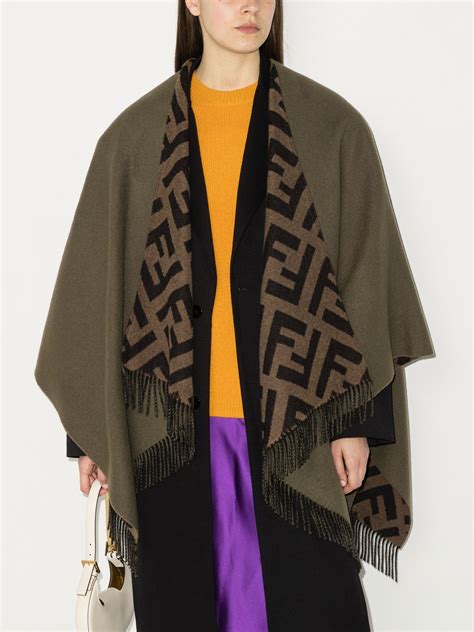 fendi logo shawl with fur|fendi poncho women's.